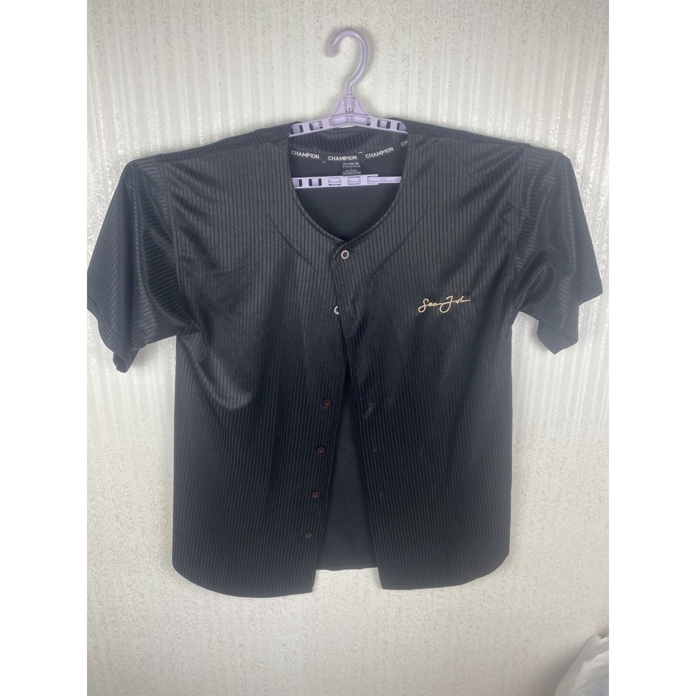 Sean John Vintage‎ Baseball Jersey Unisex Black Champion Size Large